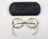 Vintage Windsor Round Eyeglasses Yellow Rubber coated 41mm rims w/ case - £71.23 GBP