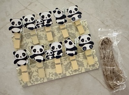 10pcs  Panda Paper Clips,Party Favors,Photo Wooden Pegs,Pin Clothespin G... - $1.00