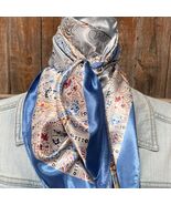 Blue Floral Printed Western Southwestern Wild Rag Scarf Accent - $454.01 MXN