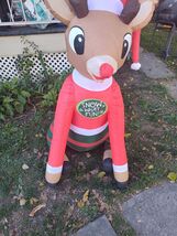 4.5' Christmas Inflatable Rudolph The Red Nosed Reindeer Airblown LED'S ... - $24.73