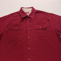 Wrangler Premium Quality Denim Shirt L Men's Red Long Sleeve Button Up RN#130273 image 12