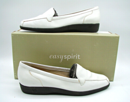 Easy Spirit ESTreasure Womens 7.5 White Slip On Leather Loafer Shoe Anti-Gravity - £30.77 GBP
