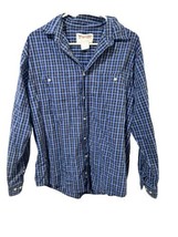 Wrangler Rugged Wear Shirt Mens Sz L Blue Plaid Button Down Long Sleeve ... - $16.70