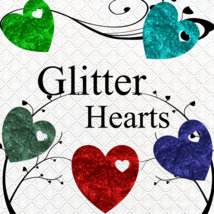 Glitter Hearts 6-Digital Clipart-Art Clip-Gift Cards-Banner-Gift Tag-Jew... - $37.71 MXN
