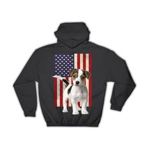 Jack Russell Terrier USA Flag : Gift Hoodie Dog American United States - £28.76 GBP