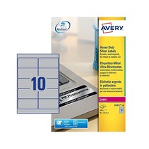 Avery Heavy Duty Labels - Silver (20 Sheets, 10 Per Sheet)  - £49.98 GBP