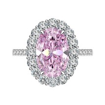 Women 5.6CT Pink Oval Cut Simulated Diamond 925 Sterling Silver Wedding Ring - £64.75 GBP