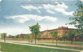 Chicago Illinois Midway Plaisance And Del Prado Hotel Hammon Postcard c1911 - £8.66 GBP
