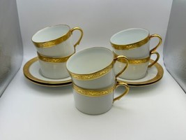 Ceralene Raynaud Limoges AMBASSADOR GOLD 6 Tea Cups &amp; 4 Saucers - $139.99