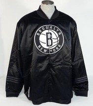 Adidas NBA Brooklyn Nets Black Snap Front Insulated Jacket Men&#39;s NWT - £149.64 GBP