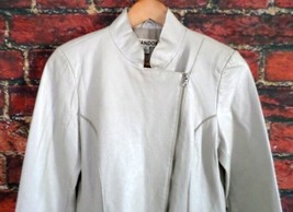 Abandon Frankie Moto-Style Italian Lamb Leather Jacket Size M Pale Beige... - £35.73 GBP