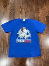 Boys Kids Port &amp; Company Blue Brother &quot;BrotherSaurus&quot; T-Shirt Size 10-12 - £5.86 GBP