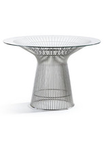 55&quot; Round Glass Top Dining Conference Table Stainless Steel Spoke Wire Rod Base - £2,284.21 GBP