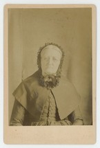 Antique c1880s Cabinet Card Stern Looking Older Woman With Glasses Hedrick, IA - £7.52 GBP