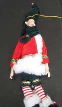 Sugar Loaf Porcelain &amp; Cloth Pixie Elf Ornament  9-1/2&quot; Long - £13.44 GBP