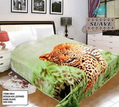 Leopard Green Color Suave Plush Blanket Softy And Warm King Size - £54.94 GBP