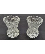 N) Vintage Pair of Crystal Clear Glass Candle Stick Holders - £7.75 GBP