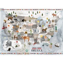 31.5&quot; X 44&quot; Panel United States of America East to West Cotton Fabric D4... - £10.95 GBP