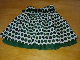 THE CHILDRENS PLACE GIRLS WHITE W/GREEN POLKA DOTS CORDUROY SKIRT W/BELT... - £6.38 GBP