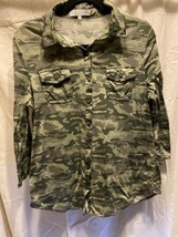 Eden &amp; Olivia Button Up Shirt Womens Sz M Multicolor Camo Long Sleeve VE... - $172.04 MXN