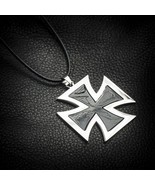 Handmade Stainless Steel Iron Cross Pendant Necklace Medallion + Gift (b... - £15.05 GBP