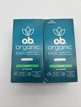 2X o.b. SUPER Organic Tampons, 48 Total 100% Organic Cotton 8Hr Leak Pro... - $17.81