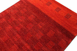 New Red Gabbeh 5&#39;x7&#39; ft Hand Knotted Oriental Style 100% Wool Area Rugs &amp; Carpet - £459.48 GBP