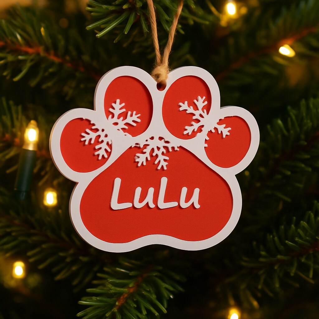 50 Pcs NEW Christmas Pet Paw Ornament Holiday Tree Custom Dog Cat Animal Name Item image 3