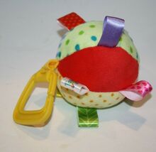 Little Taggies Polka Dot Striped Multicolor Ball 5" Rattle Ribbon Tags C... - $10.40