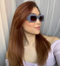 New Fashionista Oversized Elegant Square Blue Geometric Women&#39;s Sunglasses - $9.99