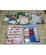 5 VTG Cross Stitch Craft Kitchen Towel Dishcloths Borders Patterns Book Lot - $276.07 MXN