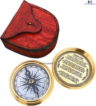 Brass Engraved Compass Directional Pocket Working Compass with Stamped Leather C - £16.07 GBP