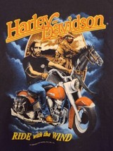 Vintage 1991 Harley Davidson Ride with the Wind 3D Emblem Biker Tee Size 2XL - £62.15 GBP