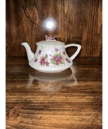 Lefton China Hand Painted Teapot With Lid Purple Flowers 985 - £26.03 GBP