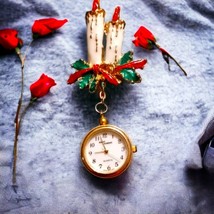 Beautiful vintage Christmas themed nurses brooch watch - $45.54