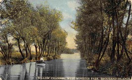 Willow Channel Boat West Minister Park Thousand Islands New York 1913 postcard - £5.52 GBP