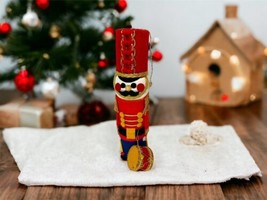 Christmas Felt Nutcracker Drummer Vintage Ornament Decoration Red Gold Japan - £15.98 GBP