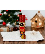 Christmas Felt Nutcracker Drummer Vintage Ornament Decoration Red Gold J... - €17,44 EUR