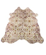Floral Printed Cowhide Rug (beige background) Size: 7x6.2 feet Z-010 - $403.93 CAD