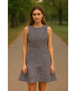 J.Crew Women’s Dress Size 6 Navy Blue Print Piper Foulard Fit &amp; Flare Li... - €39,73 EUR