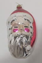 Vtg Pre Owned Mercury Glass Santa Face Christmas Ornament 6&quot; - £10.07 GBP