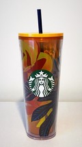 Starbucks 2022 Orange Summer Aqua Terra Floral  w/Straw 24 oz Venti - £11.88 GBP