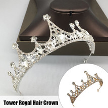 Gold/Silver Color Tiara Fashion Crowns Rhinestone Headbands for Women Girls Roya - £8.20 GBP