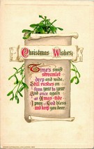 Vtg Postcard 1913 Winsch Christmas Greetings Christmas Wishes Poem Scroll Unp - £7.06 GBP