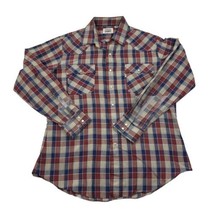 Vintage Levis Pearl Snap Western Shirt Mens L Plaid White Tab Long Sleeve - £19.57 GBP