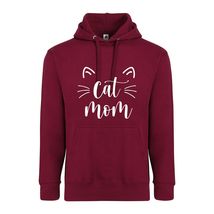 Cat Mom Adult Unisex Comfort Hoodie - Wine - $34.95