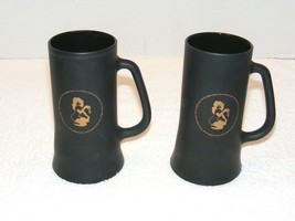 The Playboy Club Black Frosted Glass Beer Steins Lot Of 2 Guc - £19.65 GBP