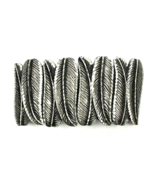 Vintage Pewter Hair Clip Barrette 3.5&quot; x 1.75&quot; Feathers Silver France - $36.79 CAD