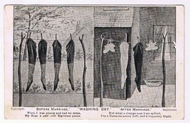 Postcard Comic Washing Day Before &amp; After Marriage Stockings - $3.54