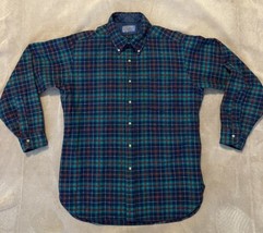 Vintage Men&#39;s Size Large Pendleton Wool Fireside Button Shirt Blue Teal Red - £27.37 GBP